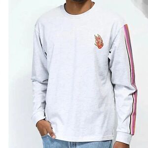 Teddy Fresh T-Shirt 🔥Flame Long Sleeve‎ Men's Grey Size Small